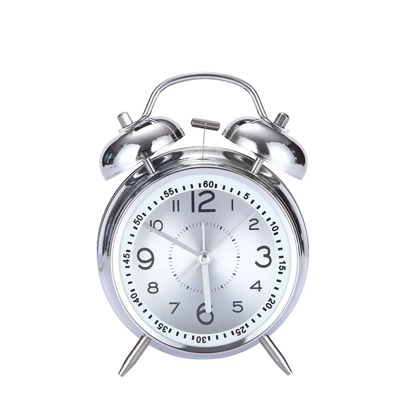 4インチベル目覚まし時計メタルアナログリングデザイナー時計バックライト機能付き家の装飾ホームオフィス用デスク置時計