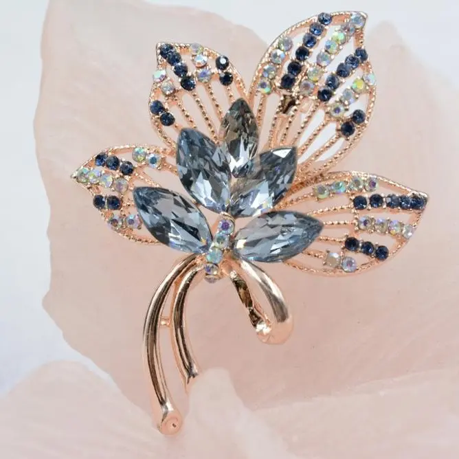 ¡Novedad de 2024! Broche único de flor, joyería chapada en oro rosa, 6 colores, diamantes de imitación, cristal, hermosa flor, broche, Pin para mujer