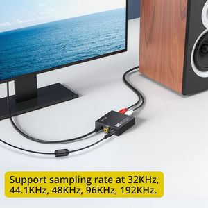 Convertidor de audio digital a analógico para el hogar con características de salida HDMI Puertos RCA para conversión de video y audio