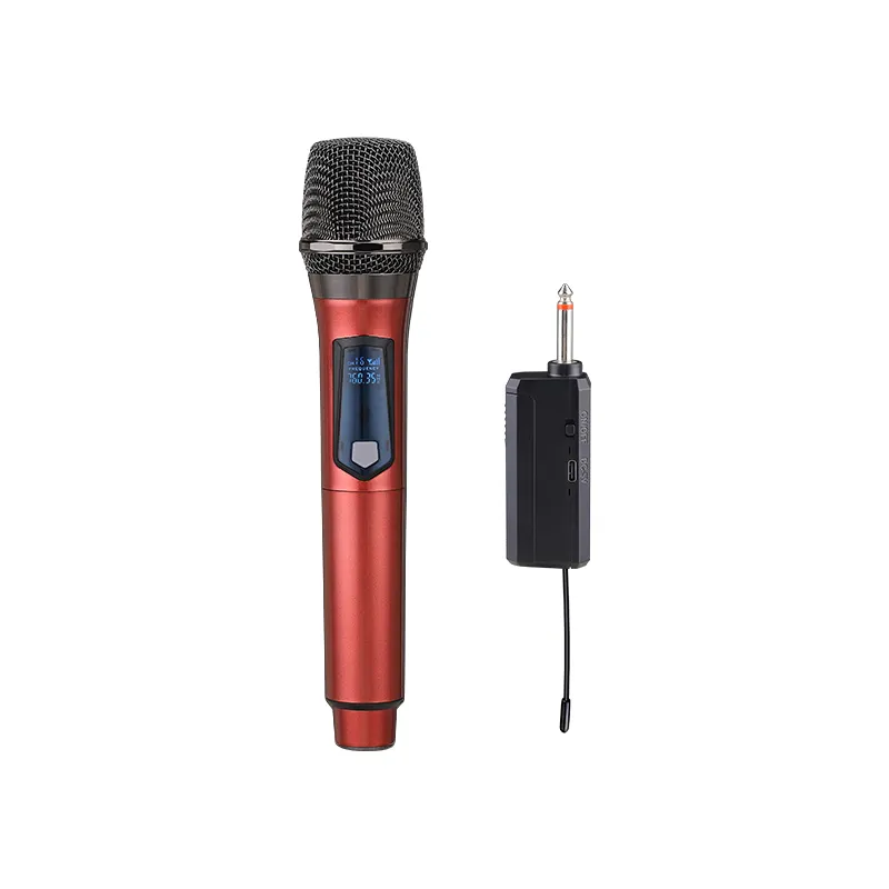 Connessione automatica Jack Audio 3.5 microfono 6.5 senza fili sistema a due microfoni a lunga distanza ricaricabile grigio blu rosso oro