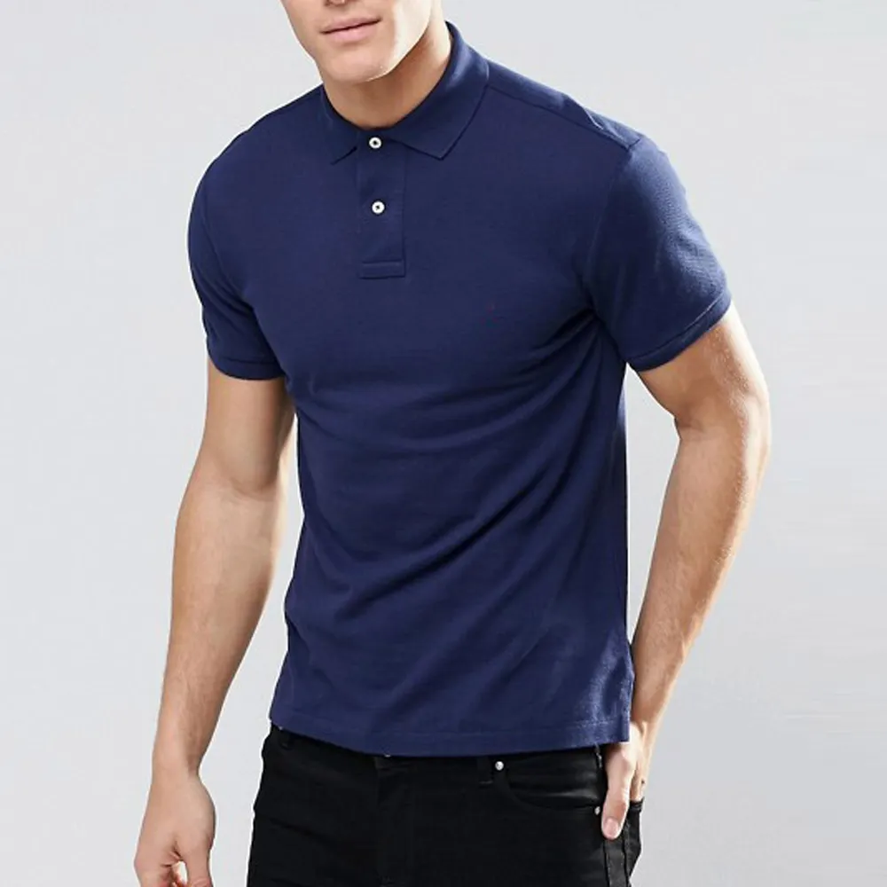 Camisa polo slim fit masculina, camiseta de algodão anti-empilhamento