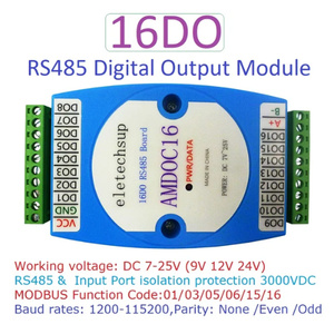 8DI-8DO 16DI 16DO RS485 Isolated Communication <strong>MODBUS</strong> RTU PLC Expansion Board Digital <strong>Input</strong> &amp; <strong>Output</strong> DC 9-24V Relay Module