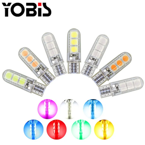YOBIS汽车发光二极管灯厂T10 W5W硅胶Cob灯泡5050 6smd频闪194发光二极管Canbus灯泡汽车12v楔形闪光灯 - Product Image 1