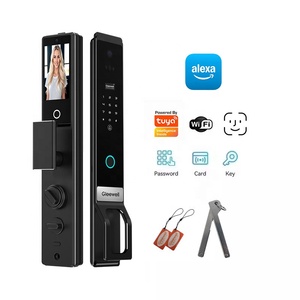 Alexa Video Intercom Digital Eléctrico Biométrico Huella digital Reconocimiento facial 3D Cerradura de cámara de puerta inteligente para puerta Puerta de madera - Product Image 1