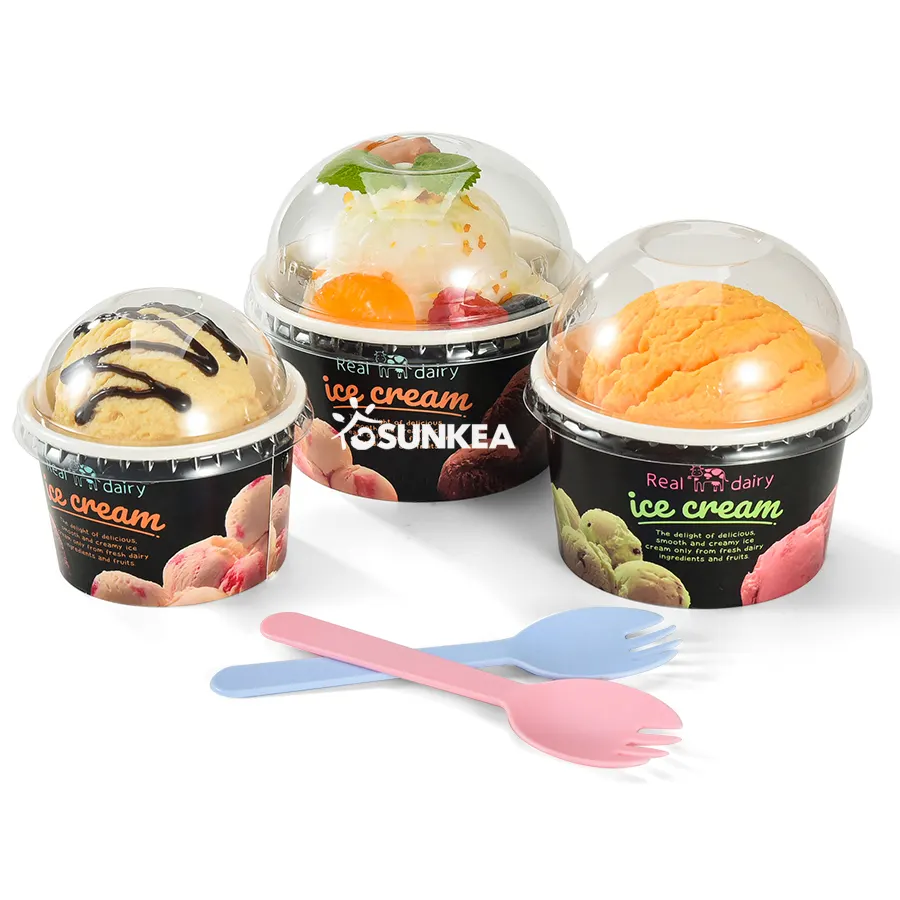 Sunkea Biodegradable italiano tazas de hielo al por mayor personalizado helado helato tazas de papel