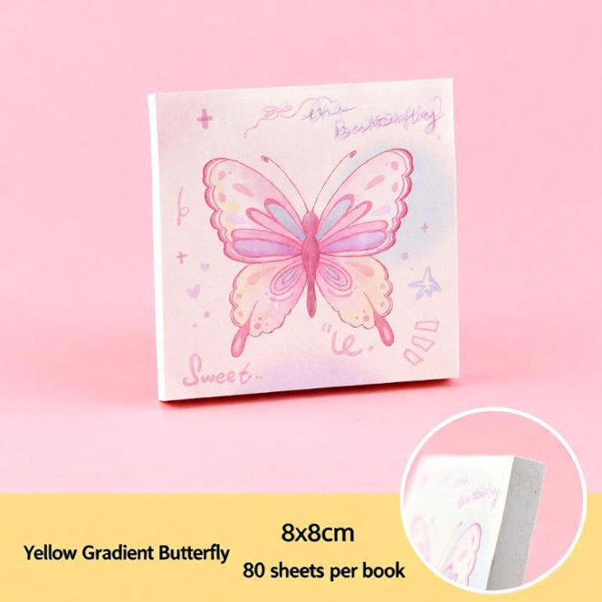 2 yellow gradient butterfly sticky notes
