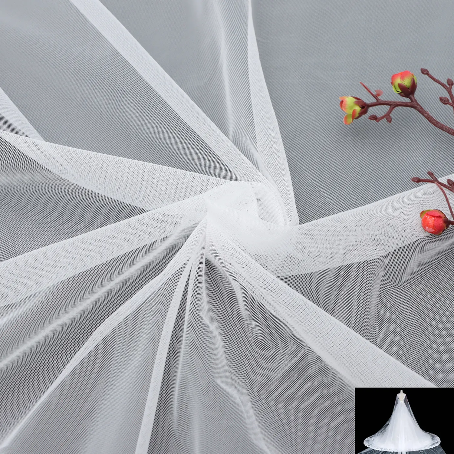 Fornecedores de tecido 100% poliéster para vestido de noiva em malha branca de tule suíço de amostra grátis