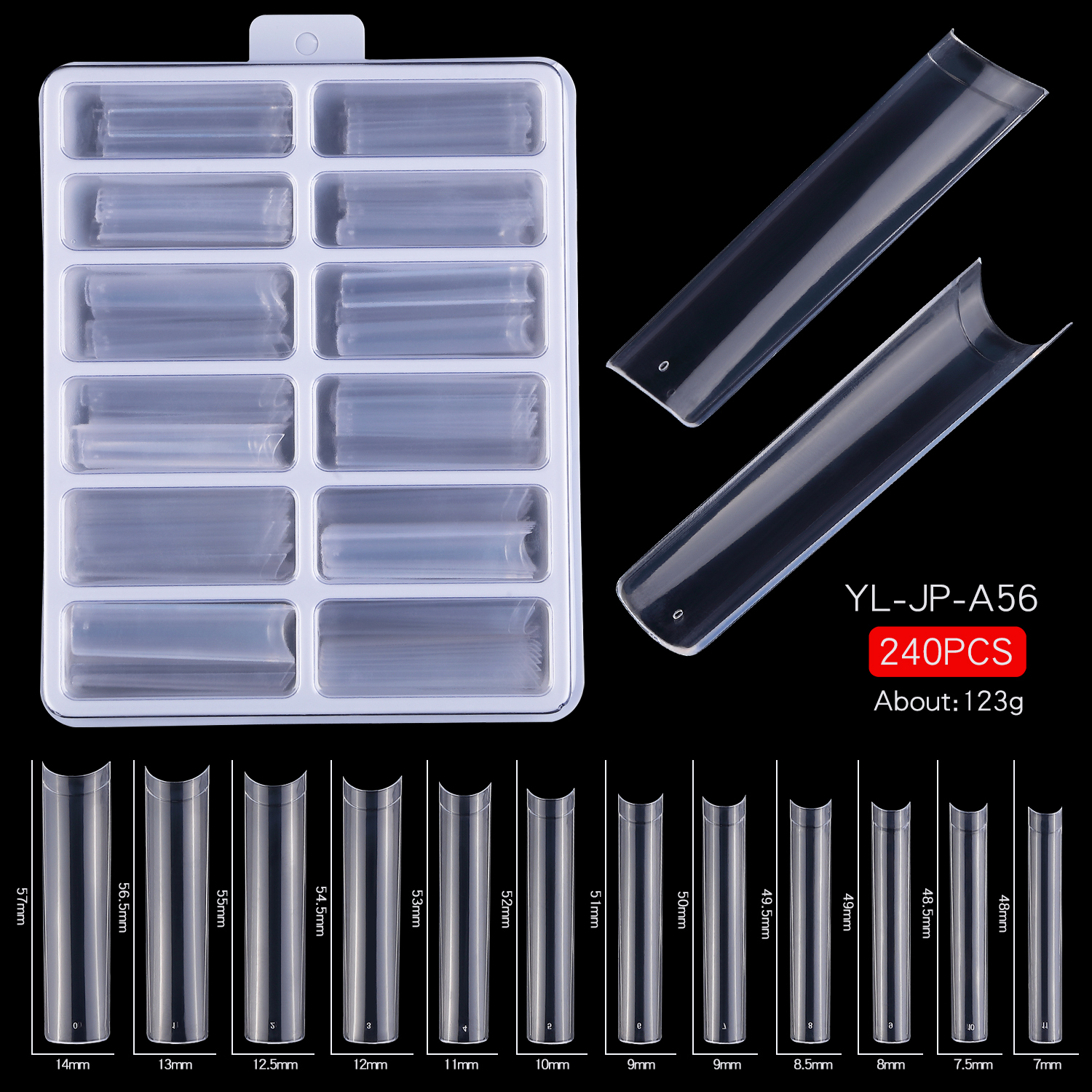 240pcs Box Half Cover No C 3XL Square Clear