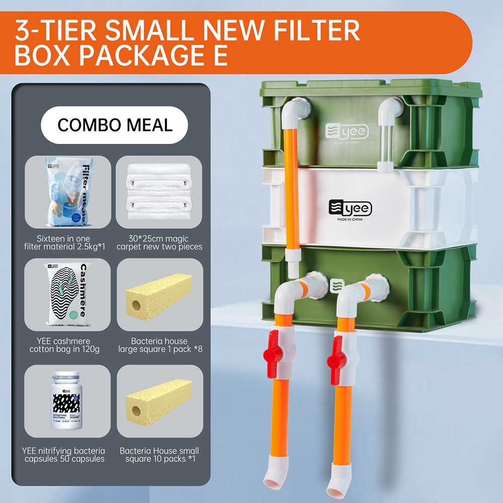 White and green 3-tier small new filter box package E