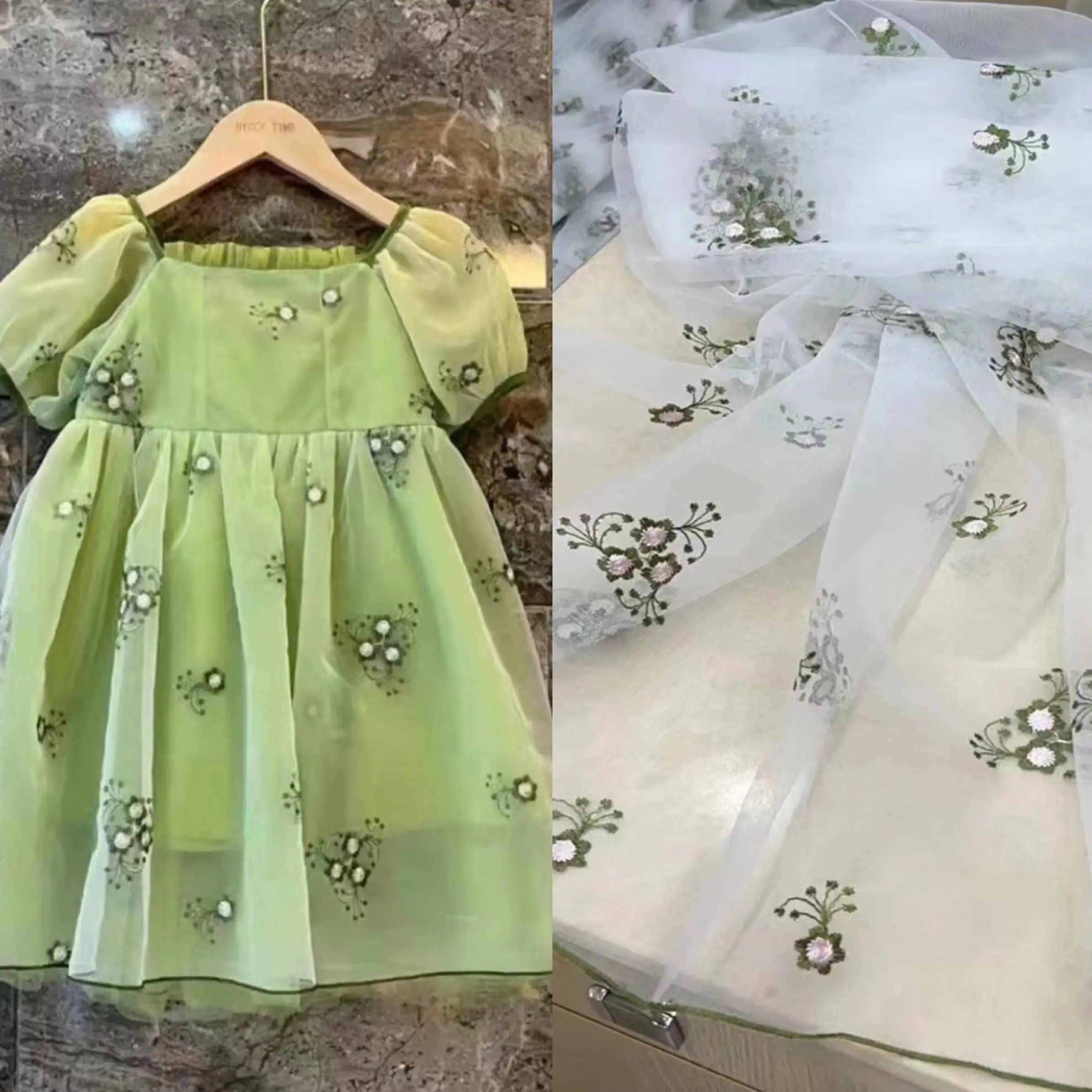 Leichte transparente atmungsaktive Stickerei schöne Blumen Organza-Stoff für die Herstellung von Kinder kleidung oder Hochzeits kleid
