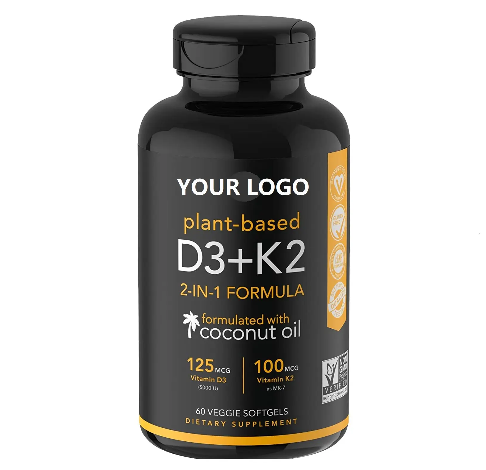 فيتامين K2 MK7 فيتامين D3 جيلات ناعمة نباتية OEM