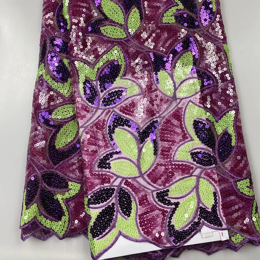 Paetê renda de tecido nigeriano africano 5 jardas rede tecido bordado para mulheres vestido