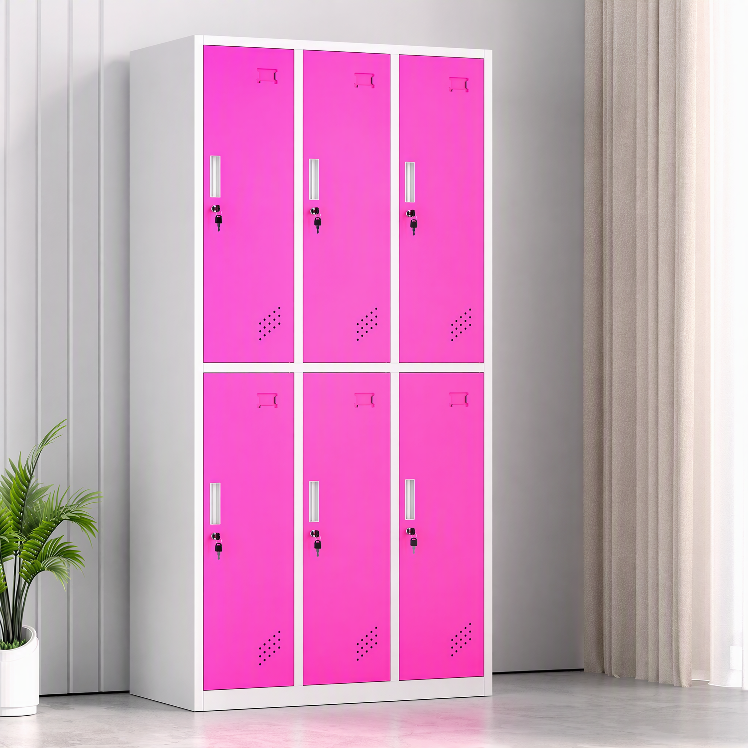 Rosa y blanco, 6 puertas.