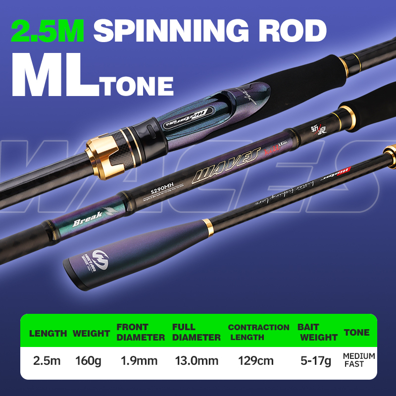 2,5 m spinning Rod ML (2 Sección)