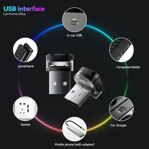 מיני USB rgb הוביל רכב תאורה פנימית עם סינכרון מוסיקה & ip65 עמיד למים