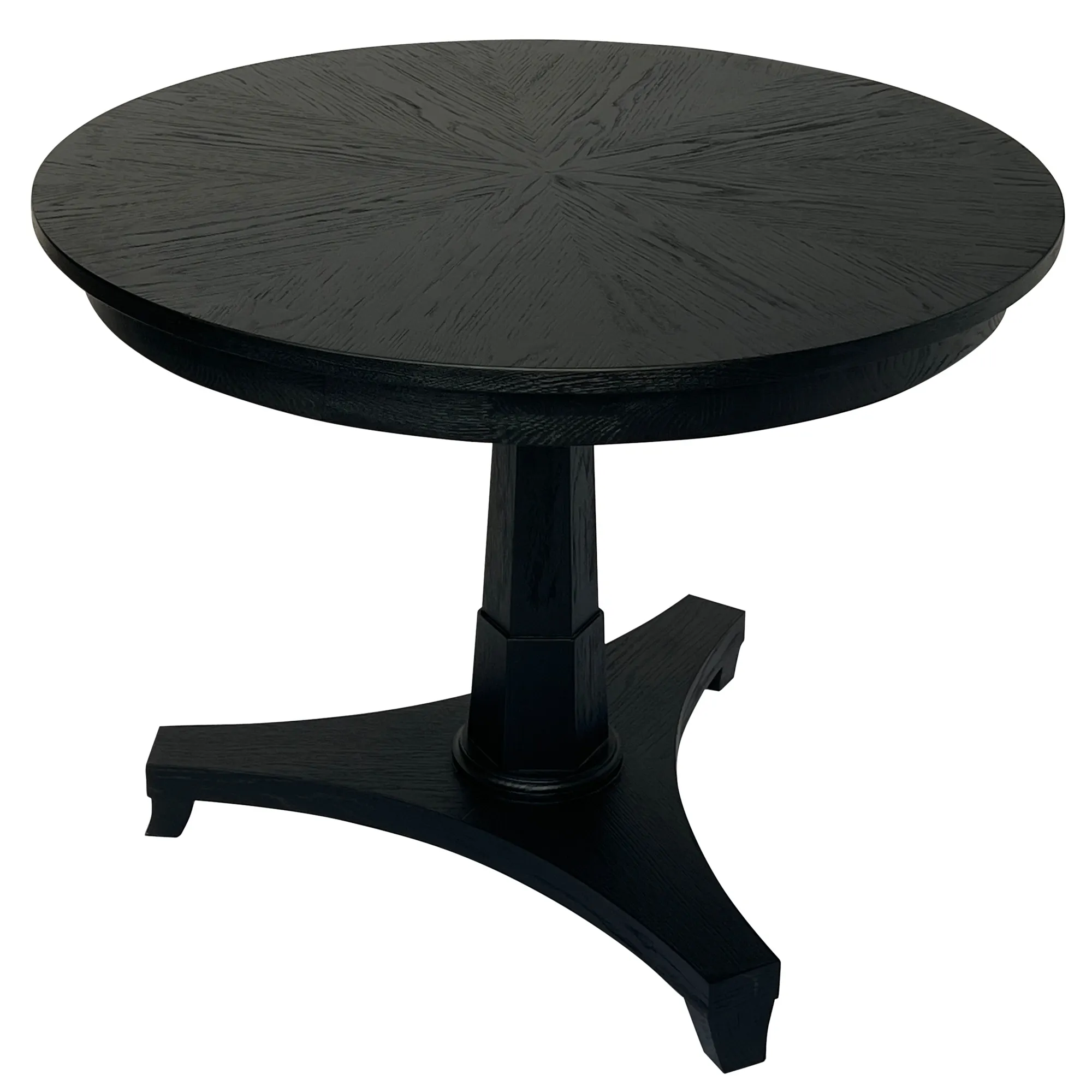 Klasik Modern masif meşe ahşap yuvarlak masa altıgen sütun tri-folyo şekilli ana yemek masası D135