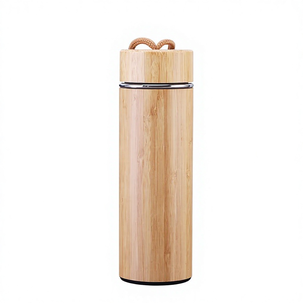 Wood color-500ml rope bamboo cover cup