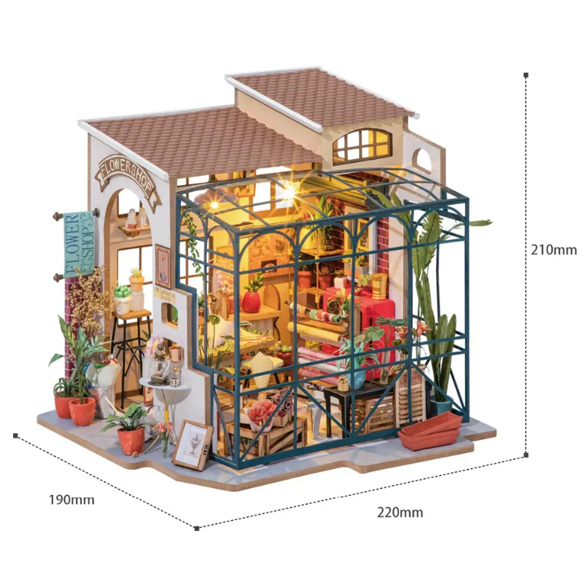 Robotime Rolife Vente à Chaud Puzzles en Bois pour Adultes DG145 Emily's Flower Shop 3D DIY Miniature House Wood Crafts