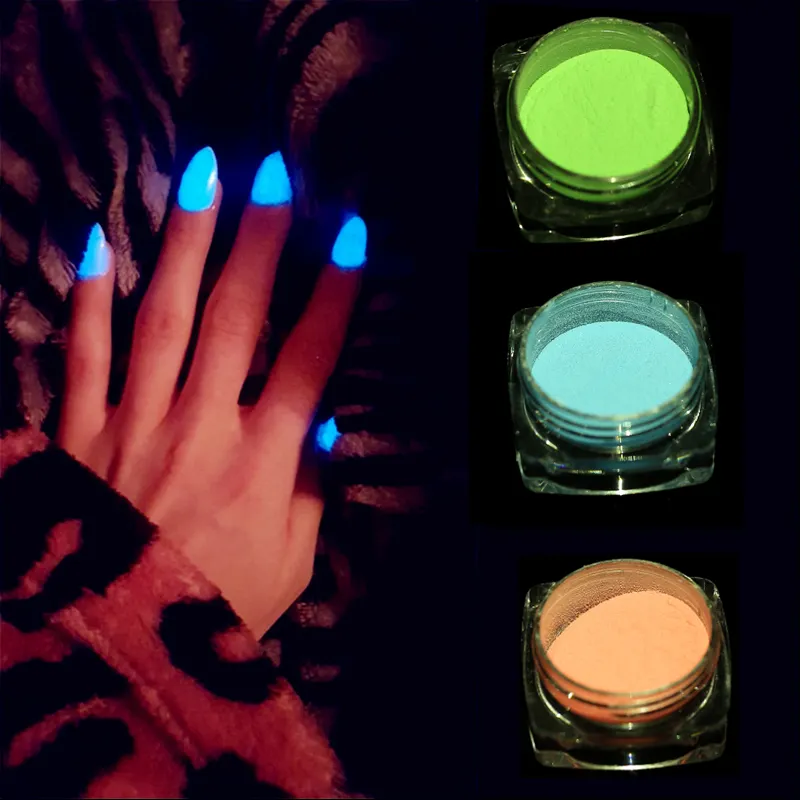 Poudre à ongles phosphorescente, à tremper dans la nuit, poudre lumineuse pour ongles en acrylique, Nail Art