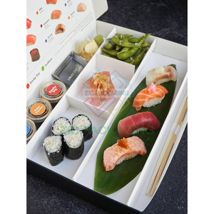 Tek kullanımlık Kraft kağıt restoran paket suşi ambalaj kutusu öğle yemeği Bento suşi rulo kutusu bölmeleri ile - Product Image 5