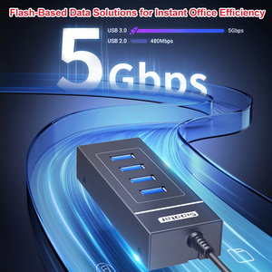 Çok cihazlı kurulum için eşzamanlı şarj ve veri Hub, 5Gbps Metal USB Splitter - Product Image 2