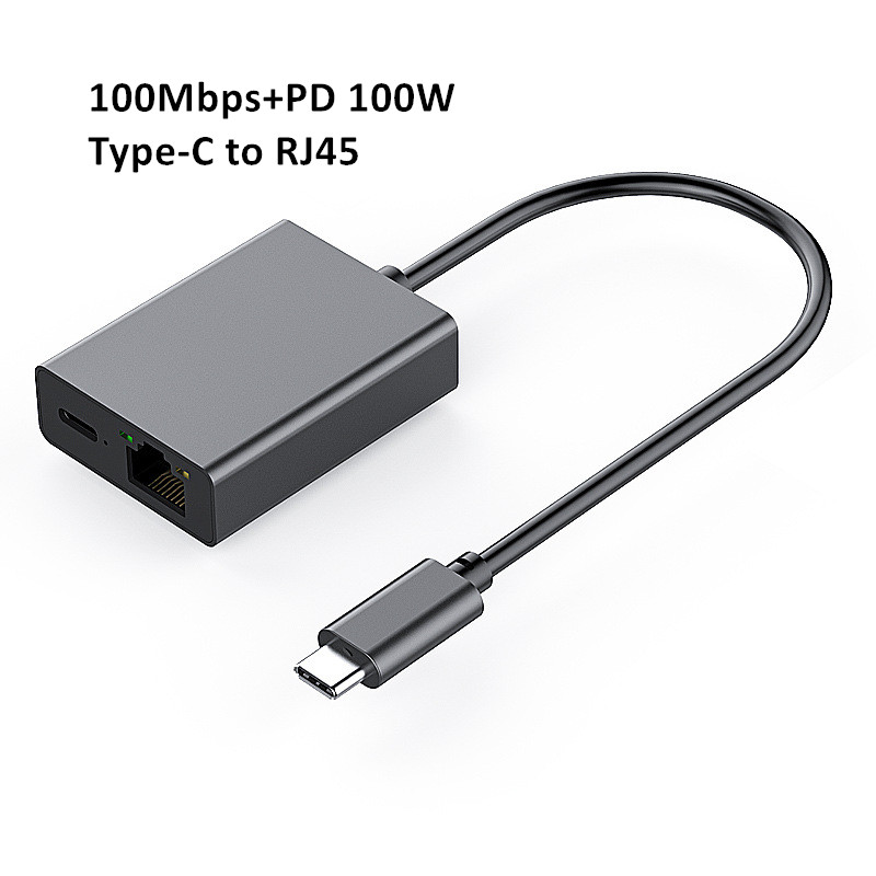 Dark Gray-100Mbps-Type-C to RJ45