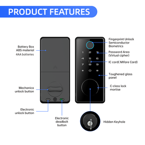 Locstar <strong>Security</strong> Easy Install Cerradura Electrica Fingerprint <strong>Password</strong> Keypad Keyless Entry Deadbolt Smart Door Lock with <strong>Code</strong> - Product Image 5
