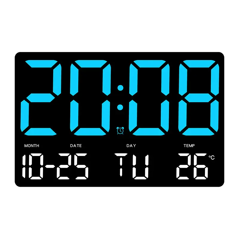 リビングルーム、ベッドルーム、デスククロック用の大きなLEDスクリーンディスプレイ温度を備えた大型デジタル壁掛け時計