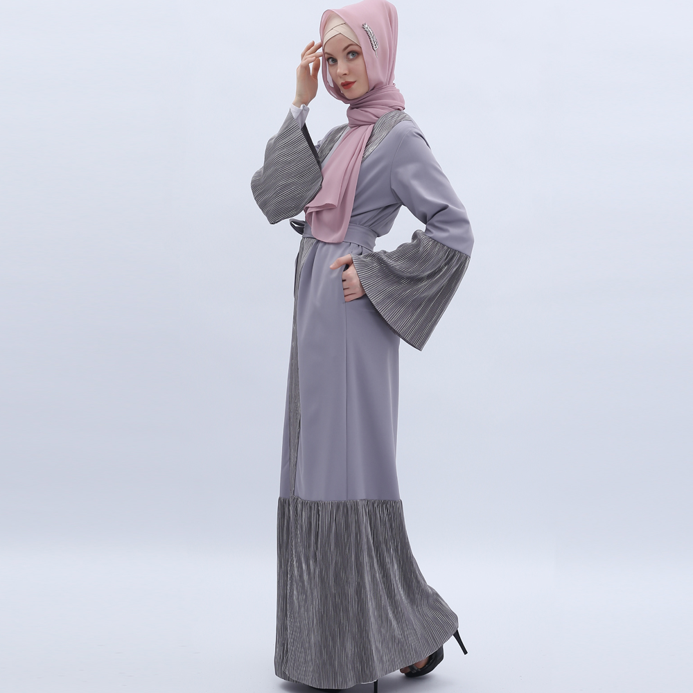 Women's Long Sleeve Maxi Dress Muslim Ramadan dress cardigan Arab outfit Islamic Arabic Style Casual Dress 9501