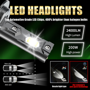 AKE V88S 200Wh7ledヘッドライト電球360度ビーム6000K24000Lmluz led h8h11ターボled 9005 hb3 9006 hb4 9012 canbus付き