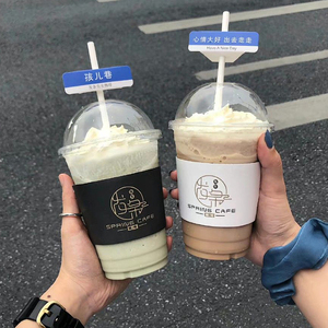 特注透明コーンワッフルアイスクリームプラスチックカップテイクアウトミルクセーキスムージー冷たい飲み物デザートプラスチックカップ食器付き - Product Image 5