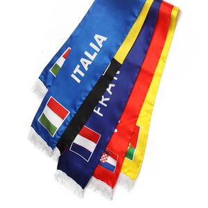 Toptan özel sizin takım logosu spor futbol futbol taraftarları eşarp tezahürat çift taraflı Spandex saten dekorasyon süs
