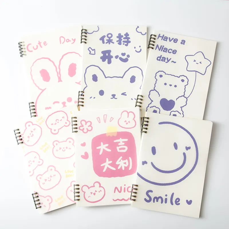 Cute Cartoon Cream Rabbit Notebook B5 Loose Leaf Spiral Transparent Frosted Line Notebook For students