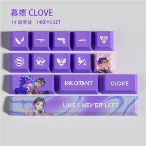 Popüler valo-rant tema Keycaps 14 tuşları Set PBT boya süblimasyon Keycaps mekanik klavye için OEM profil - Product Image 3
