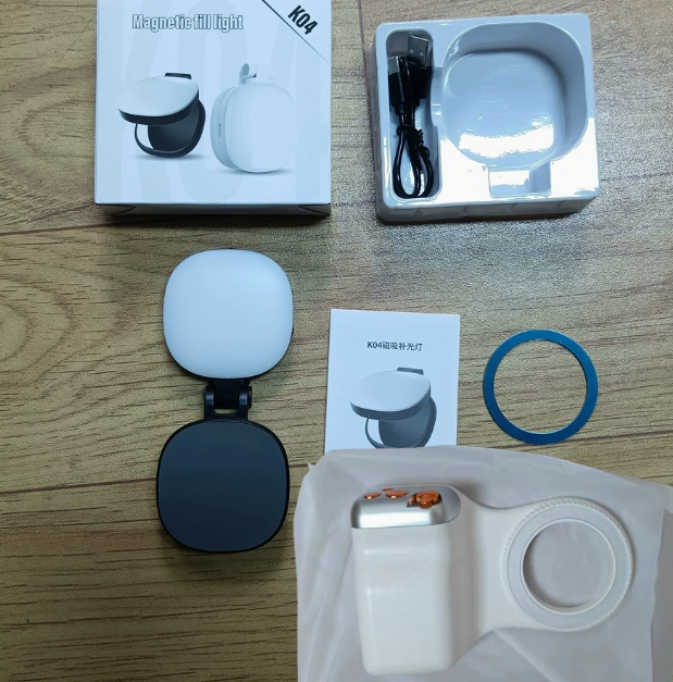 Poignée pour appareil photo de téléphone + lumière d'appoint magnétique Noir