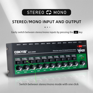 Professional <strong>10</strong> Channel 6.35mm TRS/TS <strong>Input</strong> <strong>Interface</strong> Metal Stereo <strong>Audio</strong> Mixer for Recording Studios - Product Image 5
