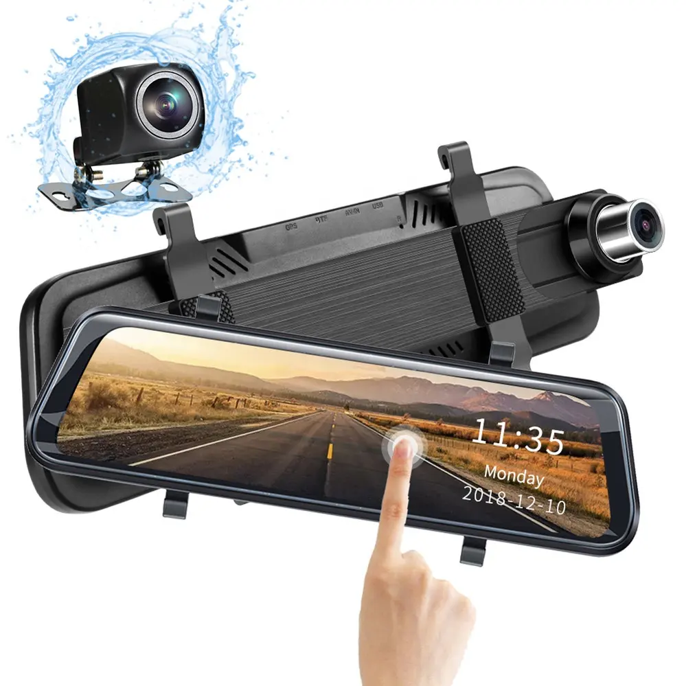 Maustor nouveau miroir Dash Cam 1080P HD tactile Streaming double objectif rétroviseur Vision nocturne pour voiture Dvr caméra usine dashcam