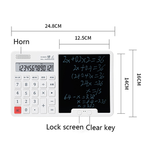 12 Digit Voice Music Calculator with Writing Board Battery Powered Electronic Desktop Calculator with Notepad - Product Image 5