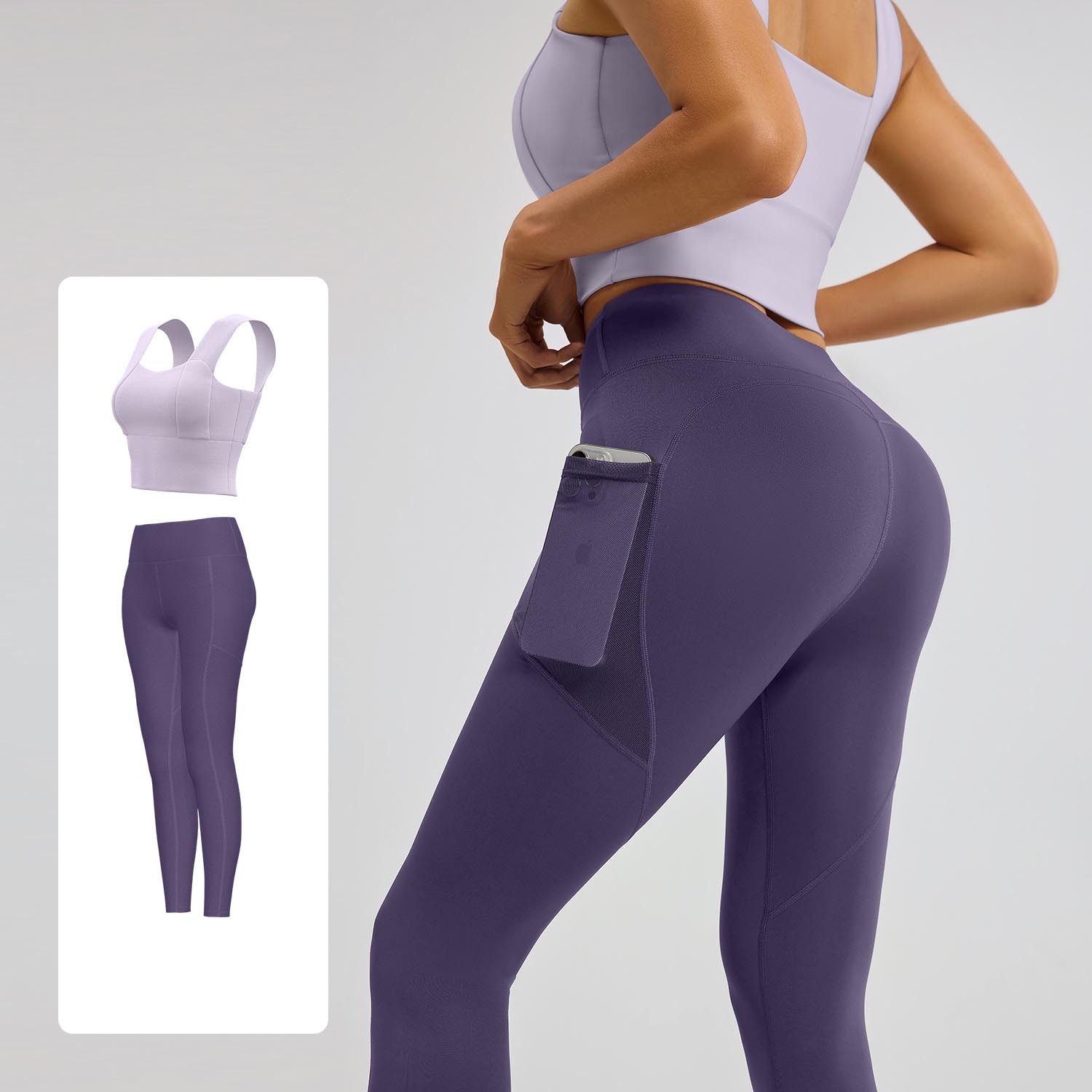 Conjunto morado lavanda + morado berenjena