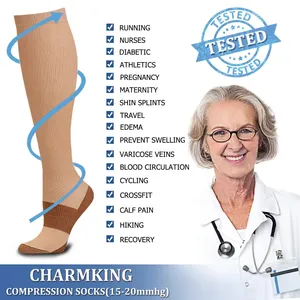 Benutzer definierte elastische Athletic Modal Nylon Männer Frauen Knie hohe Kompression socken