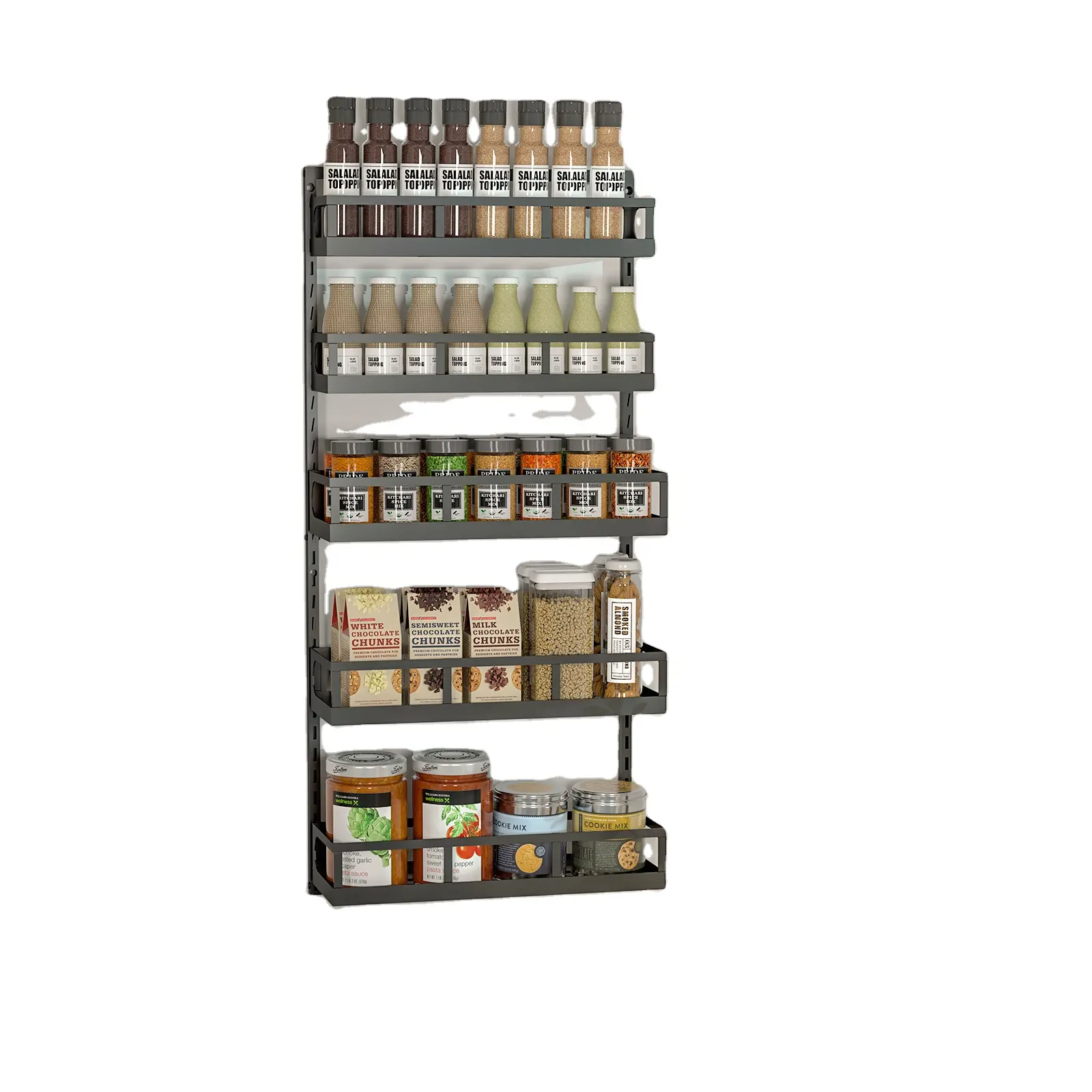 Novo Produto Morden Único Ajustável Metal Utensílio 5 Camadas Pendurado Porta Spice Rack Organizador