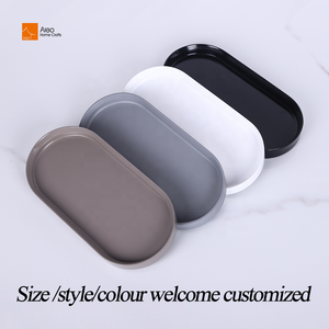Tùy chỉnh sang trọng khách sạn màu xám polyresin phục vụ khay Vanity chăm sóc da đồ trang sức đính Organizer nhựa phòng tắm Countertop trang trí nội thất - Product Image 5