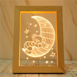 Đèn Ảnh Nghệ Thuật Tùy Chỉnh Đèn Ngủ 3D Khung Ảnh Sáng Tạo Bằng Gỗ Nguyên Khối Trang Trí Nhà Cửa Mới - Product Image 5