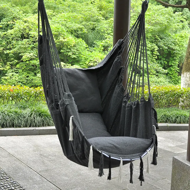 Nouveau hamac en tricot pliant suspendu pour camping en plein air/lit hamac en plein air avec deux oreillers