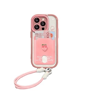 เคสโทรศัพท์มือถือ TPU ดีไซน์ช่องใส่การ์ดสุดสร้างสรรค์พร้อมเชือกคล้องมือสำหรับ iPhone 7 8 x XR XS 11 12 13 14 15 16 PRO MAX