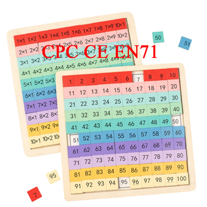 CCE EN71ของเล่นไม้ร้อยเกมกระดานมอนเตสซอรี่1-100ตัวต่อปริศนาตัวเลขสำหรับการเรียนรู้เลขก่อนวัยเรียน - Product Image 1