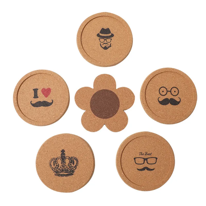 Vente en gros sous-verres étanches personnalisés pour tasses à café absorbants sous-verres en MDF sous-verres ronds de luxe en liège en forme de fleur pour verres