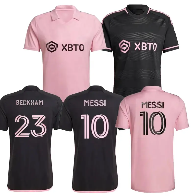 Vente en gros 2023 maillots de football pour hommes INTER 23 24 MESSI 10 # maillot de football MIAMI rose maillot noir uniformes kit de vêtements de football