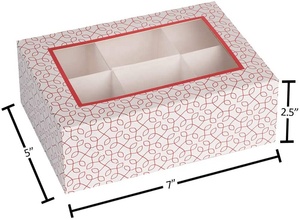 <strong>Red</strong> Colored Versatile Bakery <strong>Boxes</strong> with Window and Six Sections Perfect for Sharing Snacks and Cookies
