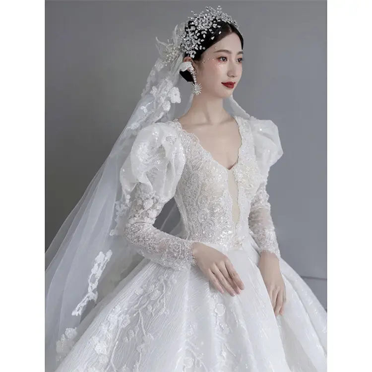 Robe de mariée en dentelle pour femmes, Vintage, nouveau Style, tempérament, rétro, Style Court, français, léger